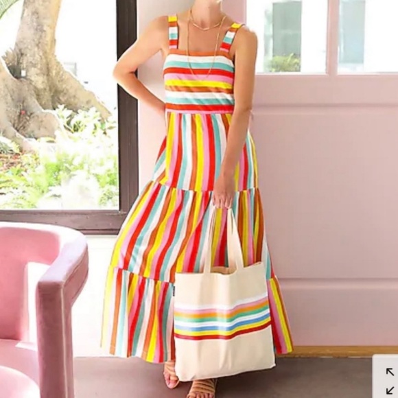 J. Crew Rainbow Stripe maxi jersey fabric dress - Picture 1 of 9